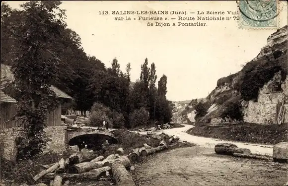 Ak Salins les Bains Jura, Brücke am Weg