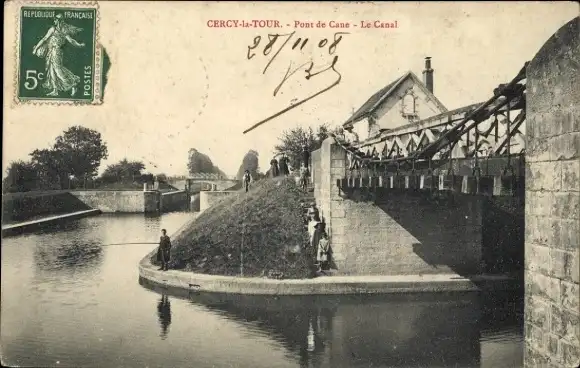 Ak Cercy la Tour Nièvre, Le Canal, Pont de Cane