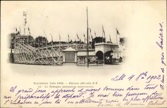 Ak Lille Nord, Edition officielle PF, Exposition 1902, Le Tobogan