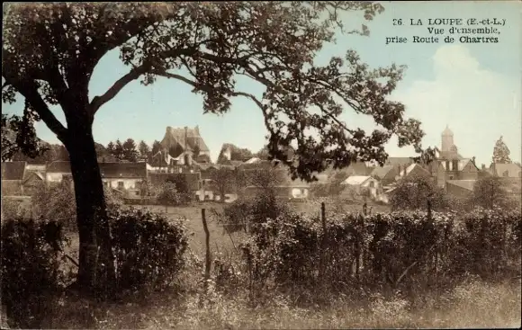 Ak La Loupe Eure et Loir, vue d'ensemble, prise Route de Chartres