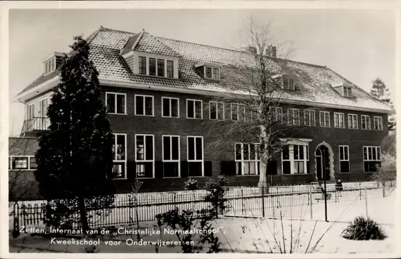 Ak Zetten Gelderland Niederlande, Internaat van de Christelijke Normaalschool, Winter