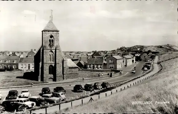 Ak Zoutelande Veere Zeeland Niederlande, Panorama, Kirche