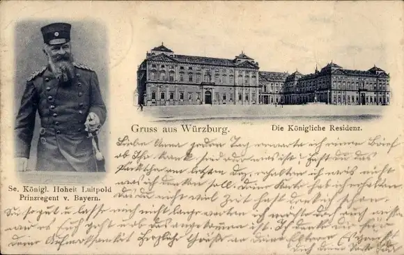 Ak Würzburg am Main Unterfranken, Königliche Residenz, Hoheit Luitpold Prinzregent von Bayern