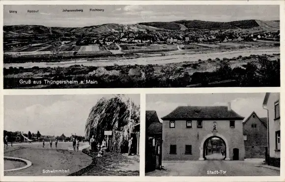Ak Thüngersheim Main, Schwimmbad, Stadttor