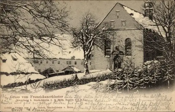 Ak Bischofsheim an der Rhön, Kreuzberg, Franziskanerkloster, Winter