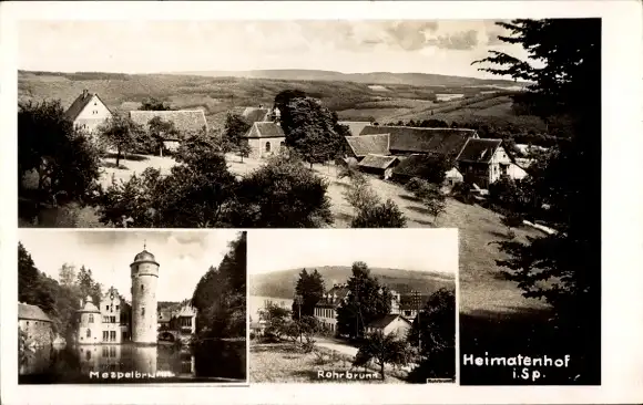 Foto Ak Mespelbrunn im Spessart Unterfranken, Schloss Mespelbrunn, Rohrbrunn, Heimatenhof