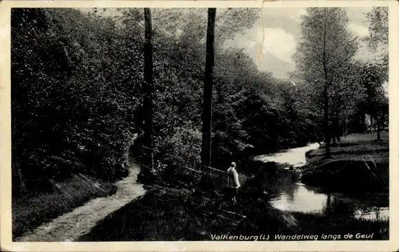 Ak Valkenburg Limburg Niederlande, Uferweg an der Geul