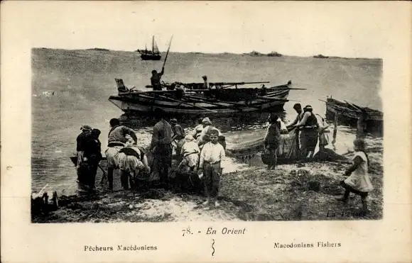 Ak Mazedonien, Fischer am Ufer