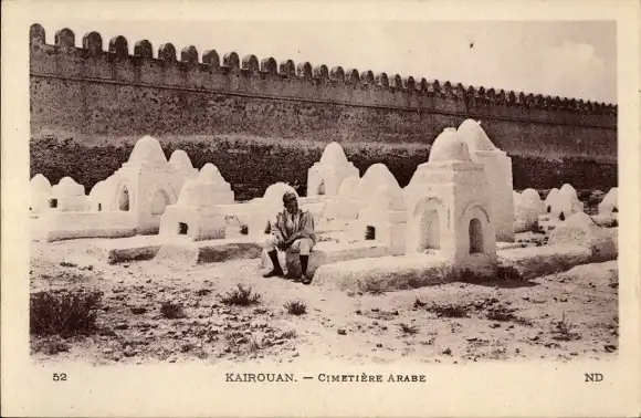 Ak Kairouan Tunesien, Cimetière Arabe, Friedhof, Grabsteine