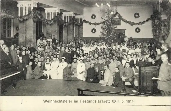 Ak Deutsche Soldaten, Weihnachtsfeier im Festungslazarett XXII, 1914