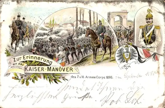 Litho Kaisermanöver 1898, 7. und 10. Armee-Corps, Kaiser Wilhelm II.