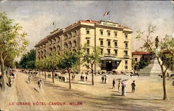 Künstler Ak Milano Mailand Lombardia, Grand Hotel Cavour