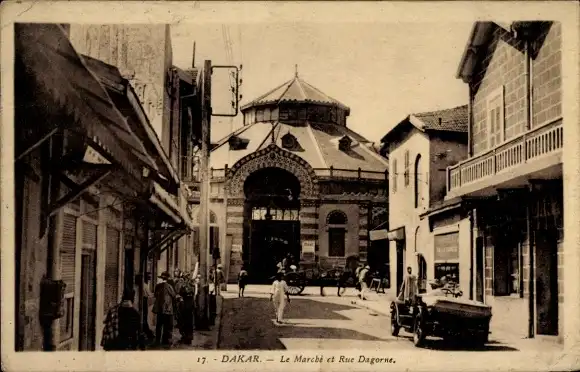 Ak Dakar Senegal, Le Marche et Rue Dagorne, Straßenansicht