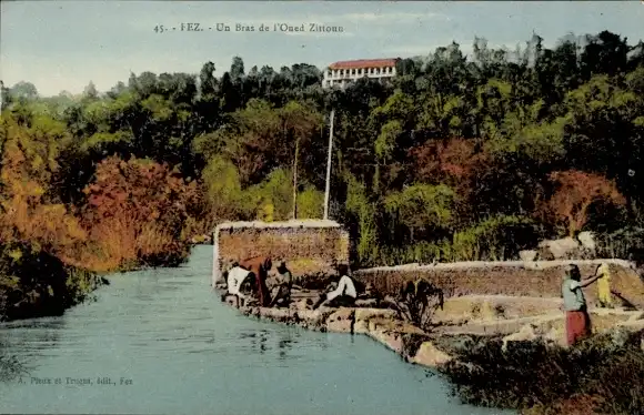 Ak Fez Fez Marokko, ein Arm von Oued Zittoun