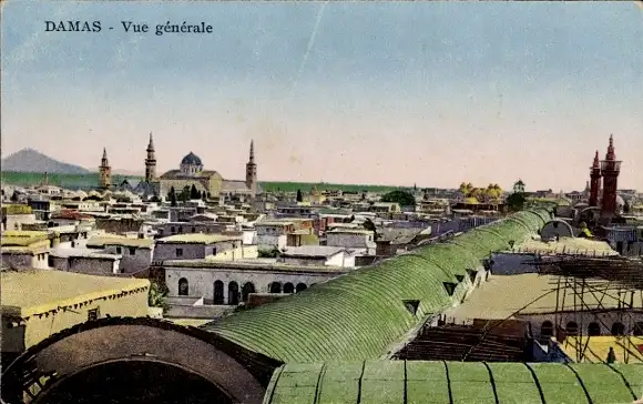 Ak Damaskus Syrian, Gesamtansicht, Moschee, Minarett