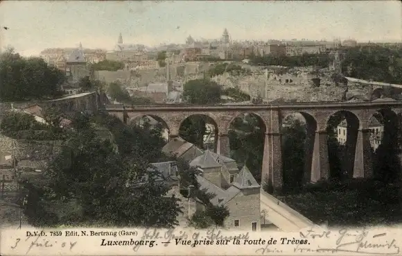 Ak Luxemburg Luxembourg, Panorama, Vue prise sur la route de Treves