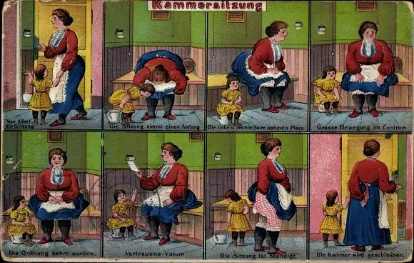 Ak Kammersitzung, Frau und Mädchen auf dem Klo