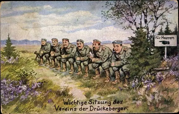 Ak Wichtige Sitzung des Vereins der Drückeberger, Soldatenleben