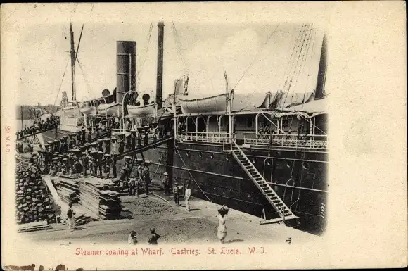 Ak Castries St Lucia, Steamer coaling at Wharf
