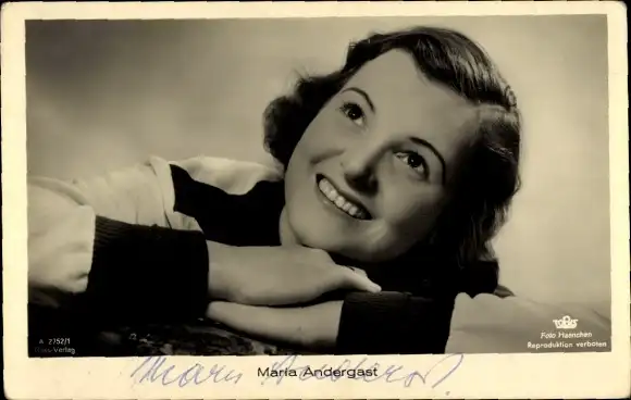 Ak Schauspielerin Maria Andergast, Portrait, Ross Verlag A 2752 1, Autogramm