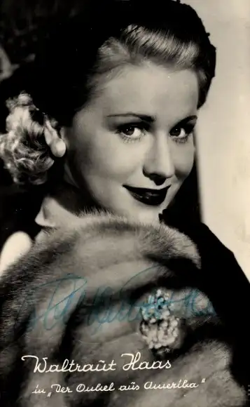 Ak Schauspielerin Waltraut Haas, Portrait, Der Onkel aus Amerika, Autogramm
