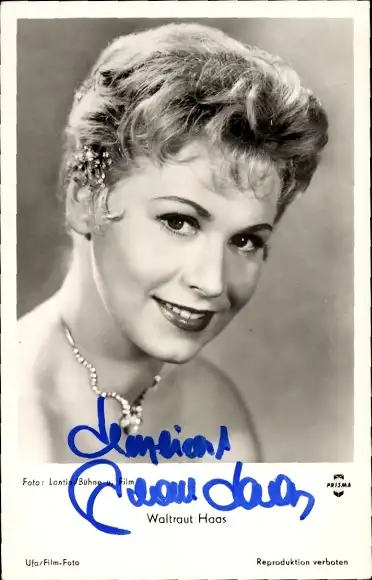 Ak Schauspielerin Waltraut Haas, Portrait, Autogramm