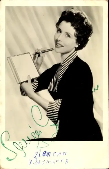 Ak Schauspielerin Sonja Ziemann, Portrait, Montblanc Füller, Autogramm