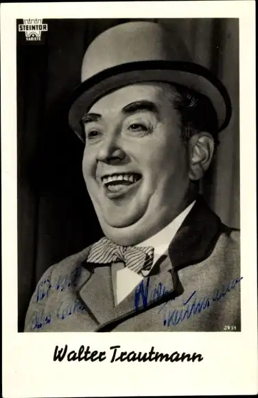 Ak Schauspieler Walter Trautmann, Portrait, Autogramm, Hut