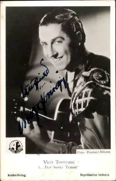 Ak Schauspieler Vico Torriani, Portrait, Autogramm, Sänger, der bunte Traum, Gitarre