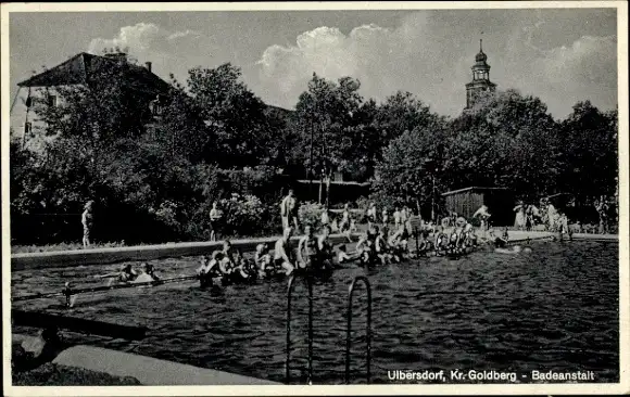 Ak Ulbersdorf Kreis Goldberg Schlesien, Badeanstalt, Freibad