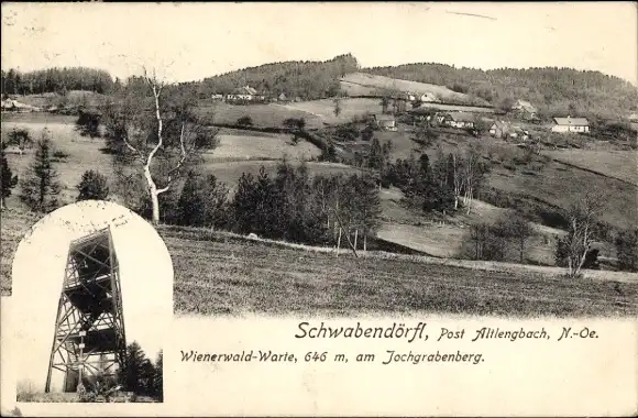 Ak Schwabendörfl Niederösterreich, Wienerwald-Warte am Jochgrabenberg
