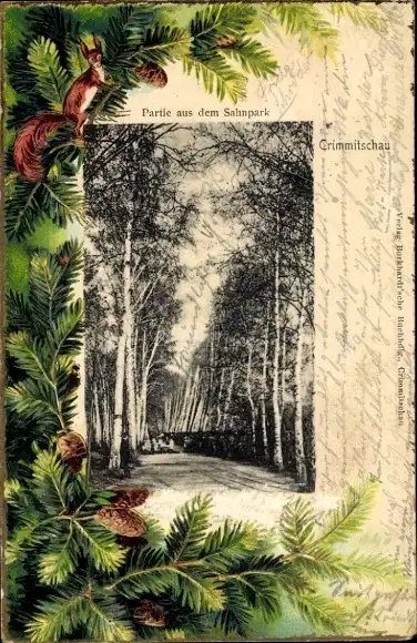 Präge Passepartout Ak Crimmitschau in Sachsen, Partie aus dem Sahnpark