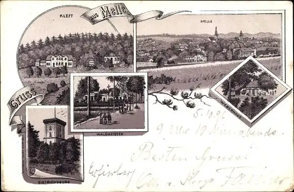 Litho Melle in Niedersachsen, Kleft, Waldmeister, Dietrichsburg, Weberhaus