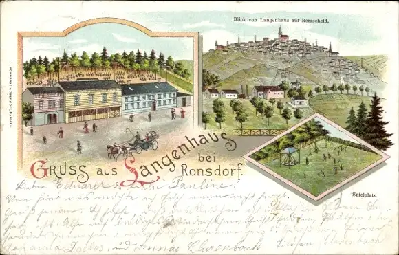 Litho Langenhaus Remscheid im Bergischen Land, Spielplatz, Langenhaus