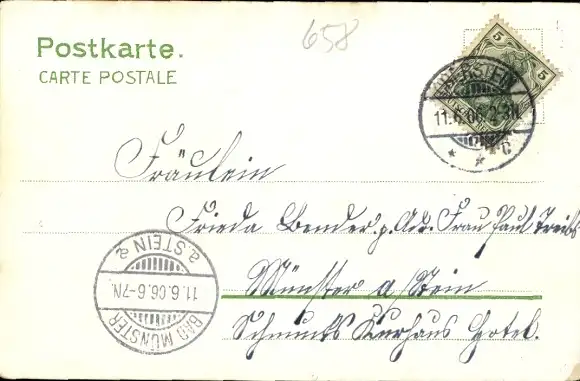 Kleeblatt Litho Oberstein an der Nahe, Felsenkirche, Schloss, Geschäft von J. Schmid