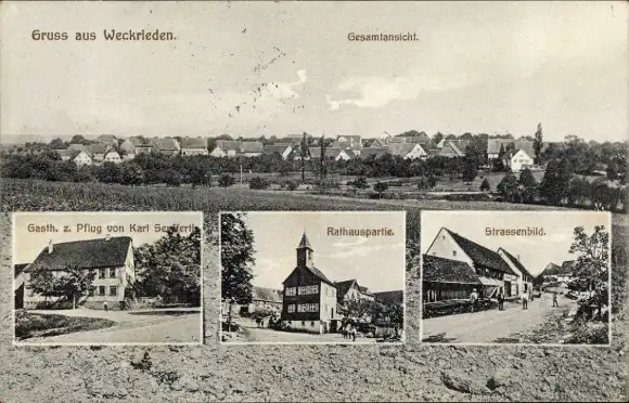 Ak Weckrieden Schwäbisch Hall in Württemberg, Rathaus, Gasthaus zum Pflug von Karl S.