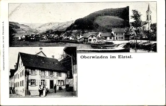 Ak Oberwinden Winden im Elztal Schwarzwald, Gesamtansicht, Kirche, Gasthaus zum Rebstock