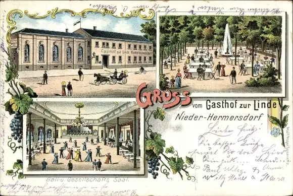 Ak Oberhermersdorf Adelsberg Chemnitz Sachsen, Gasthof, Ball- und Gesellschafts-Saal