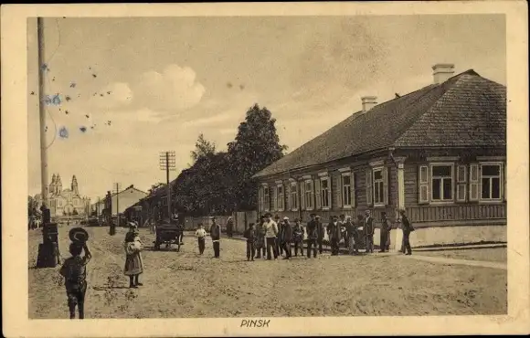 Ak Pinsk Weißrussland, Straßenpartie