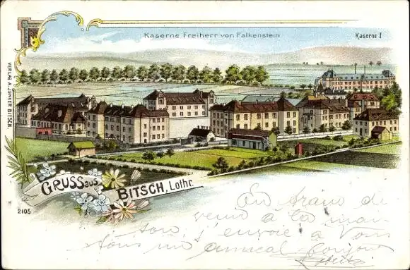 Litho Bitche Bitsch Lothringen Moselle, Kaserne Freiherr von Falkenstein