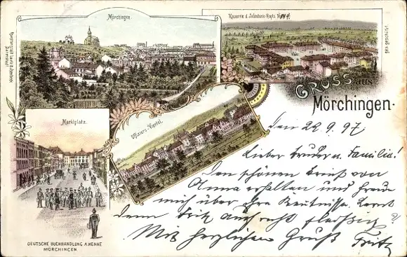 Litho Morhange Mörchingen Lothringen Moselle, Kaserne, Offiziers-Viertel, Marktplatz