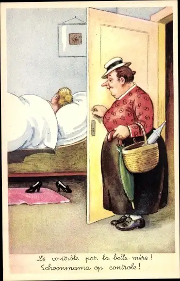 Künstler Ak Scheuermann, Willi, ? Kontrollbesuch der Schwiegermutter