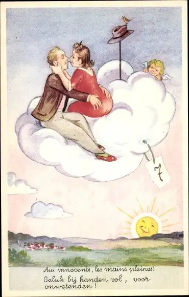 Künstler Ak Scheuermann, Willi ?, Liebespaar auf Wolke 7