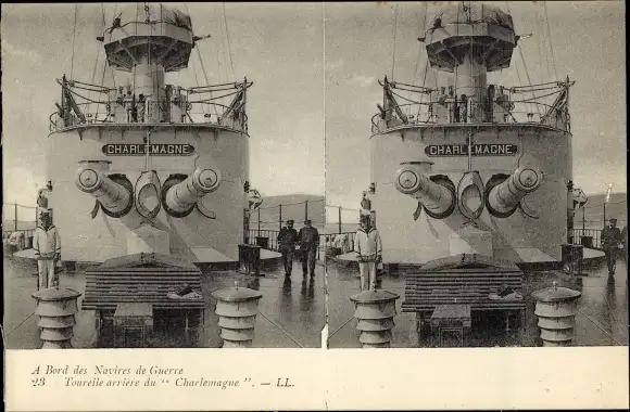 Stereo Ak A Bord des navires de Guerre, Französisches Kriegsschiff, Charlemagne, Cuirasse