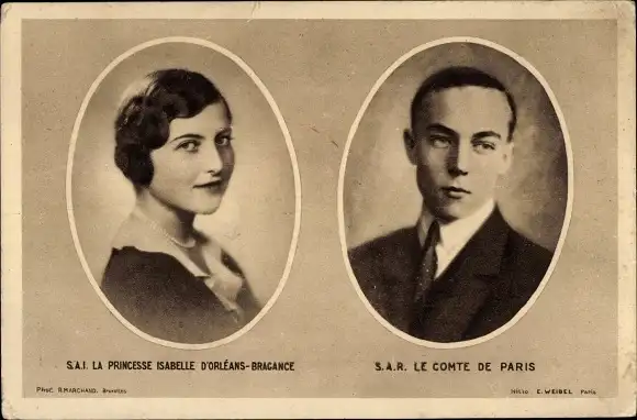 Ak Prinzessin Isabelle d'Orleans-Bragance, Graf von Paris, Portraits