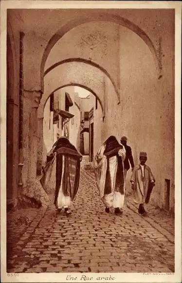 Ak An Arab Street, verschleierte Frauen