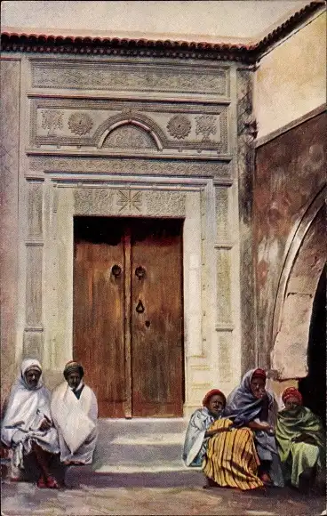 Künstler Ak Moschee, Portal, Männer