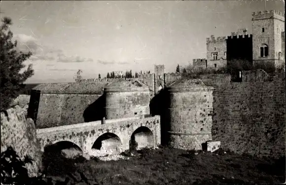 Ak Insel Rhodos Griechenland, Burg, Brücke