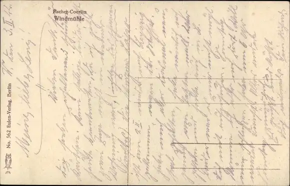 Künstler Ak Fischer-Coerlin, Windmühle, Dorfidyll