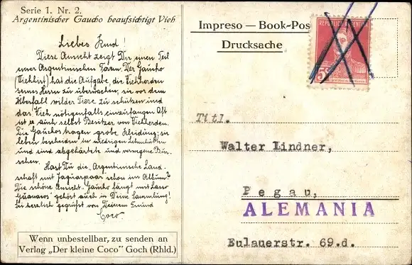 Ak Argentinischer Gaucho beaufsichtigt Vieh